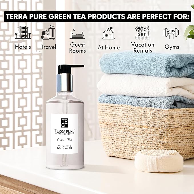 Terra Pure Green Tea Body Wash, 10.14 oz. With Organic Honey And Aloe Vera (Case of 24)