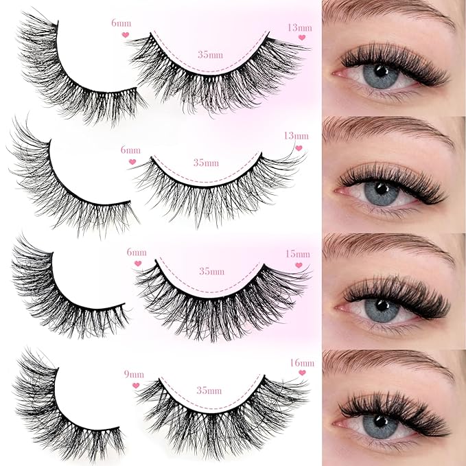 FARRED Lashes Wispy False Eyelashes 4 Styles Cat Eye Fake Lash Strips Natural Fluffy Soft Strip Eyelash Pack 20 Pairs Mink Short Cateye Lashes Natural Looking Wispies Easy Eye Lash for Beginners