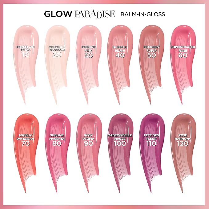 L'Oreal Paris Glow Paradise Hydrating Tinted Lip Balm-in-Gloss with Pomegranate Extract & Hyaluronic Acid, Ultra-Gentle, Non-Sticky Formula, Rose Harmony, 0.23 Fl Oz