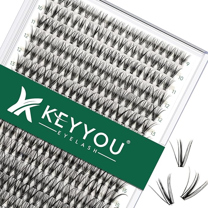 Lash Clusters 300pcs Individual Lashes 30D 0.07C Curl 9-18MIX DIY Eyelash Extension KEYYOU Large Tray Volume Soft&Natural Cluster Lashes(30D-0.07C,9-18MIX）
