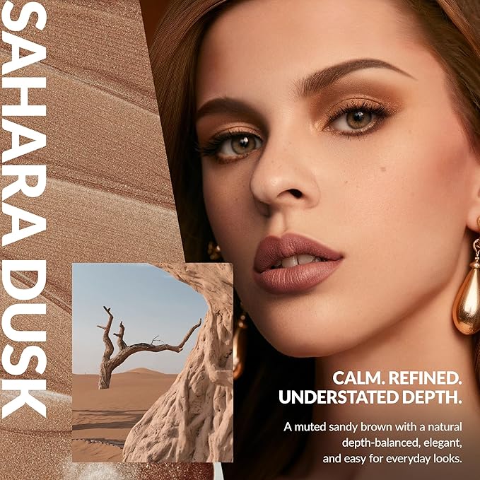 BEPHOLAN Matte Brown Liquid Eyeshadow With Subtle Shimmer Waterproof,Long-Lasting, Neutral Naked Smooth Creamy Eyeshadow Lightweight Crease-Resistant Liquid-to-Powder Eye Shadow(Sahara Dusk 05#)
