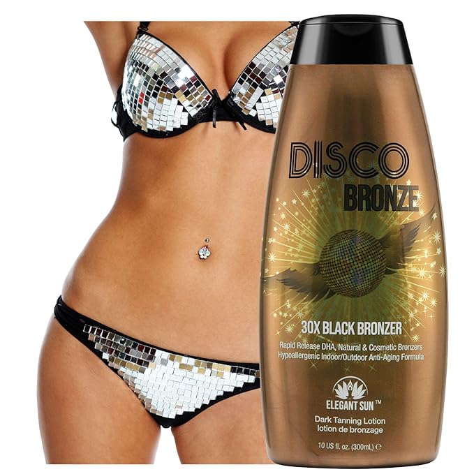 Disco Bronze 30X Black Bronzer Tanning Lotion - Indoor & Outdoor UV Tan Accelerator with DHA, Natural & Cosmetic Bronzers, Proprietary Melanin Boosting Formula, Made in USA for Men & Women – 10 oz
