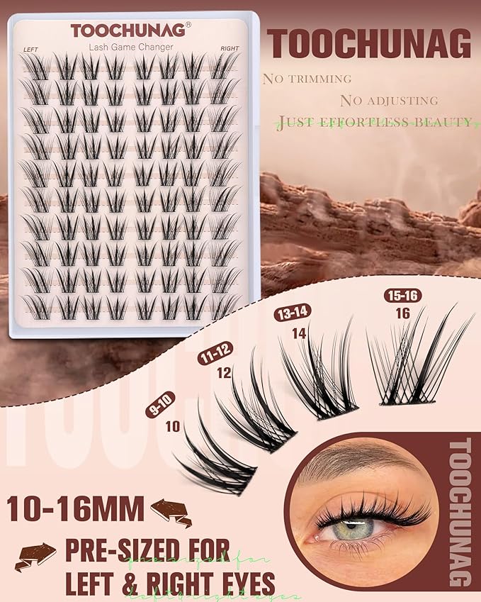 Fairy Lash Clusters Wispy Cluster Eyelash Extensions Left&Right Spiky Eyelash Clusters 10-16MM Individual Lashes Manga Lash Extensions by TOOCHUNAG