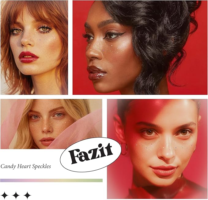 Fazit Makeup Patches - Candy Heart Speckles - Glow Up Make-Up Patches - Cute Glitter Makeup Accessories for Women - Cosmetic Glitter for Face