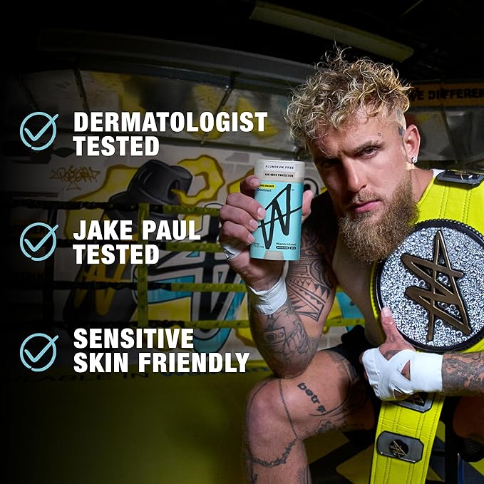 W By Jake Paul Men's Aluminum-Free Deodorant, Sensitive Skin Friendly, Dermatologist Tested, Vitamin-Infused Deodorant for Men, Wave Breaker Scent, 2.6 oz