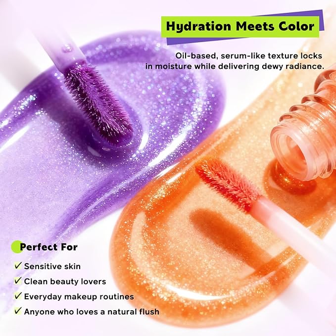 Glam Code Lip Gloss Set – Color-Changing Lip Gloss for Daily Glow – Glossy Lip Oil with Vitamin E & Shea Butter for Deep Hydration Lightweight, Non-Sticky & Sensitive Skin Friendly