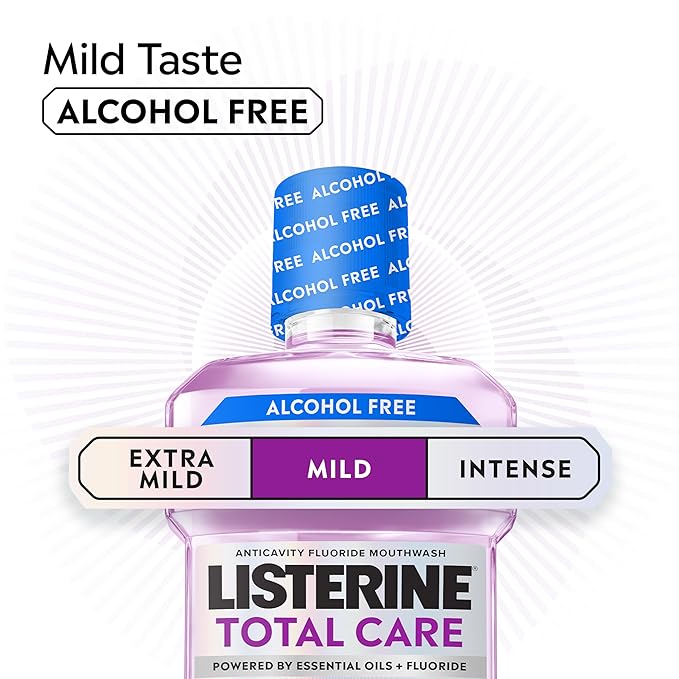 Listerine Total Care Alcohol-Free Mild Mouthwash, 6 Benefit Oral Rinse to Help Kill 99.9% of Germs That Cause Bad Breath, Strengthen Enamel, Mild Mint Flavor, Twin Convenience Pack, 2 x 1 L