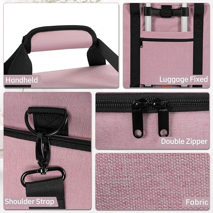 FREEAMG Extra Large Rolling Makeup Case with 4 Removable Pouches，Professional Make up Train Case with Wheels,Travel Cosmetic Bag for Hairstylists Nail Tech Makeup Artist with Detachable Trolley