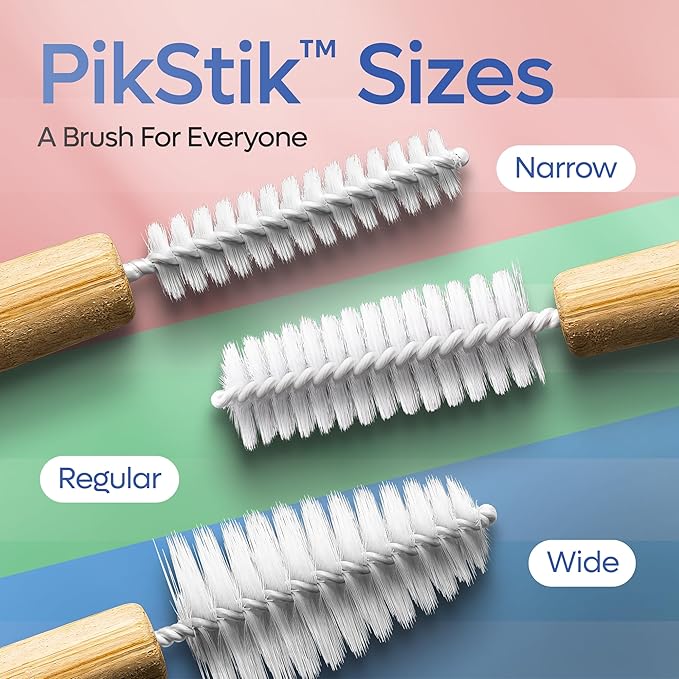 SmartLifeco Bamboo Interdental Brushes (10 Count) - Eco-Friendly Proxabrush, Reusable Dental Picks, Flexible Soft Bristles, Superior Gum & Teeth Cleaning, Toothpicks for Braces, PikStik - Tight Gaps