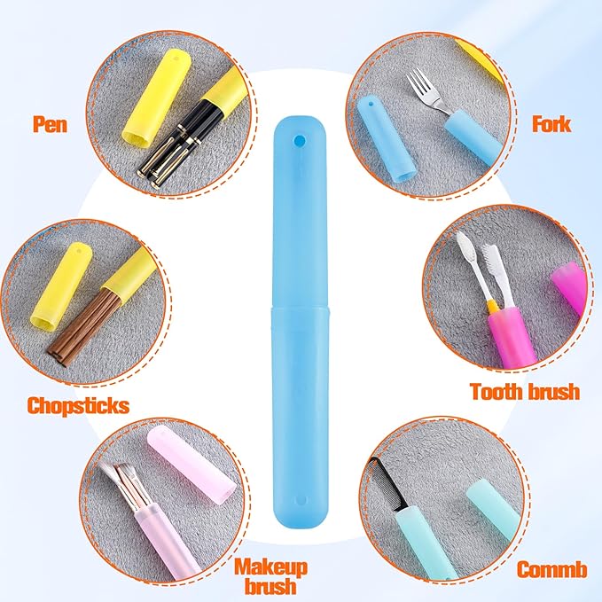 40 Pieces Travel Toothbrush Case Holder, Portable Plastic Breathable Toothbrush, Plastic Container for Travel, School, Home, Camping, Indoor, Outdoor (7 Assorted Colors)