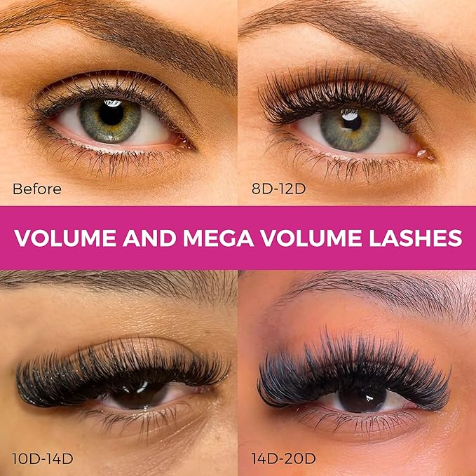 Eyesy Lash 500 Promade Fans - Volume Premade Lash Fans for Eyelash Extensions Pointy Base Handmade Loose Pre Made Eyelashes Middle Stem Soft and Lightweight (8D 0.05 CC 16mm)