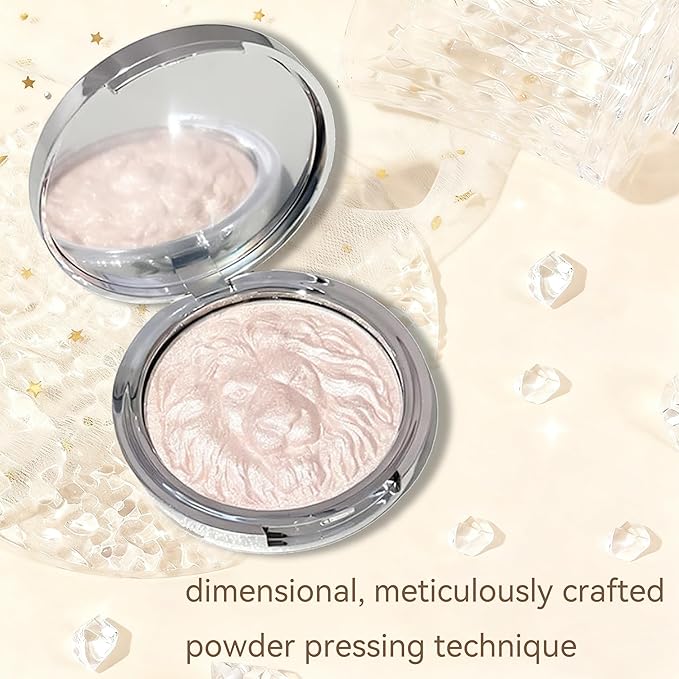 K'APEINE Face Highlighter Palette, Pearl Shimmer Single Glitter Eyeshadow High Glossy Face Makeup Palette Natural Sparkling Highlighter Makeup Palette Smooth Baked Lasting Shining Makeup Kit-02
