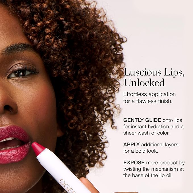 Ogee Tinted Sculpted Lip Oil - Lip Stain Made with 100% Organic Coconut Oil, Jojoba Oil, and Vitamin E - Best as Lip Balm, Lip Color or Lip Treatment - BEGONIA