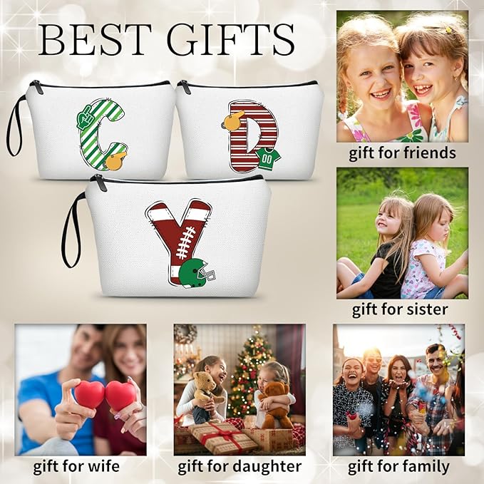 ARIOSEY Football Initial Birthday Graduation Gifts Cosmetic Travel Toiletry Bags Football Accessories Party Favors for Women Girls Daughter Niece Team Coach Friends -Y