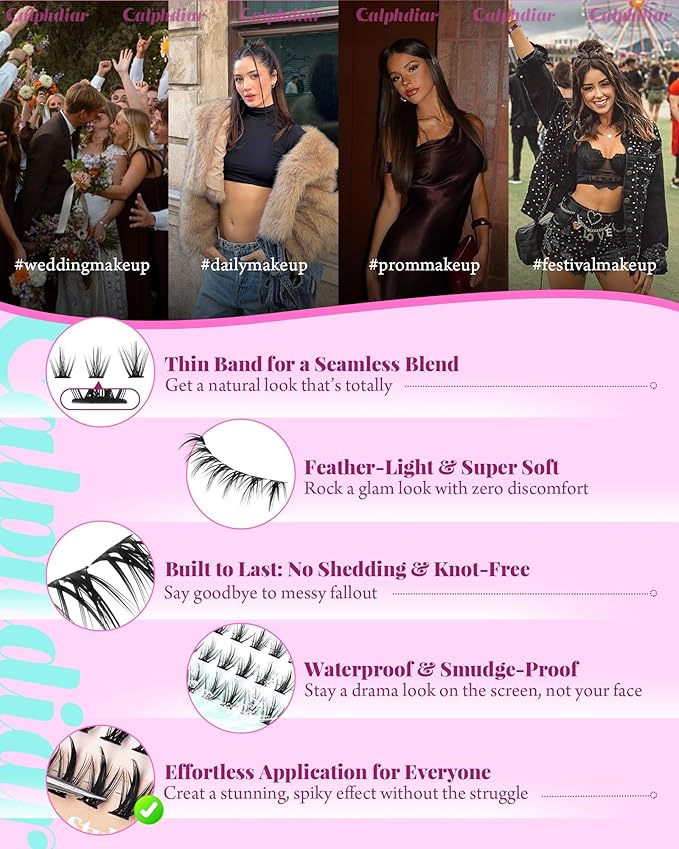Bottom Lash Clusters DIY Eyelash Extensions 4 Styles Lower Lashes Wispy Bottom Individual Lashes 5-7mm Natural Thin Band Eyelash Clusters 225pcs for Bottom Lash Extension by calphdiar