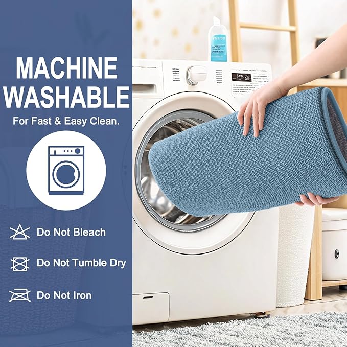 OLANLY Thick Memory Foam Bath Mat Rug 50x30, Extra Soft Absorbent Bathroom Rug, Quick Dry Bath Mats, Non-Slip, Machine Washable Carpet for Bathroom, Tub and Shower, Home Decor Accessories, Airy Blue