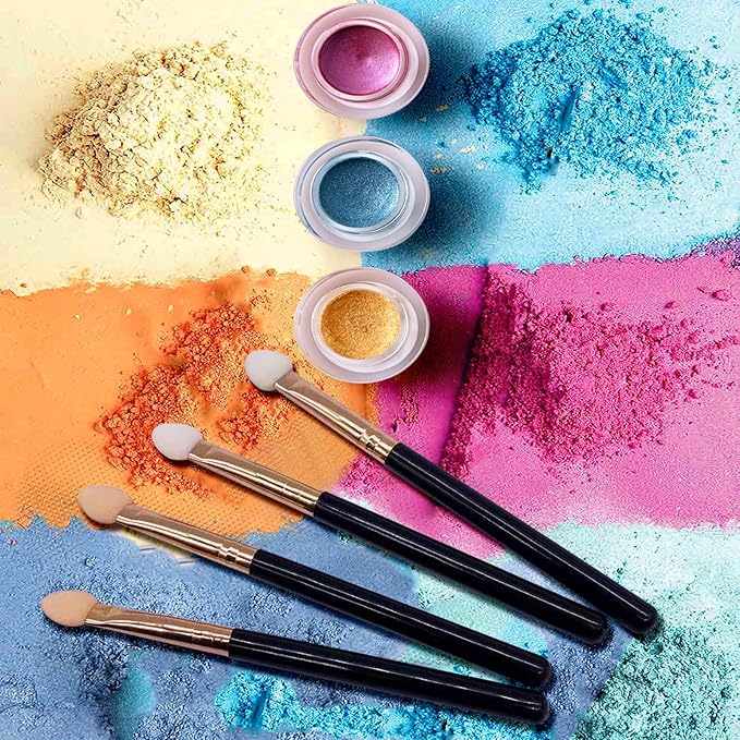 UorPoto Eyeshadow Applicators Double Sided Sponge Tip Foam Reusable，20Pcs Professional Organic Long Handle Washable Makeup Eye Shadow Brush Set