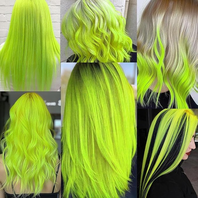 Yellow Hair Extensions 14 PCS, 22 In Colored Clip in Hair Extensions Neon Party Highlights, Colorful Synthetic Hairpieces for Girls Women Kids Cosplay Gift(Light Yellow)