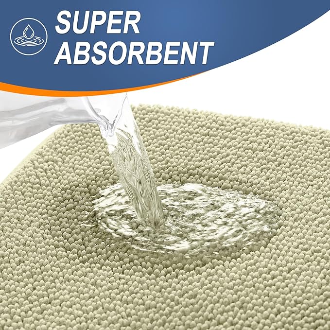 OLANLY Thick Memory Foam Bath Mat Rug 24x16, Extra Soft Absorbent Bathroom Rug, Quick Dry Bath Mats, Non-Slip, Machine Washable Carpet for Bathroom, Tub and Shower, Home Decor Accessories, Vanilla