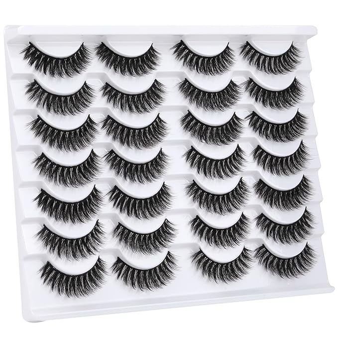 ALICROWN Short Eyelashes Natural Look False Lashes Mixed Lightweight Fuzzy Handmade Soft Volume 14 Pairs Faux Mink Pack