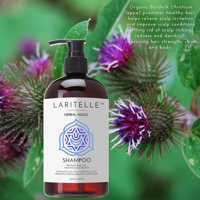 Laritelle Organic Unscented Shampoo Herbal Magic – 17.5 oz – Sulfate-Free, Vegan Hair Growth Shampoo for Sensitive Scalp – Made in California