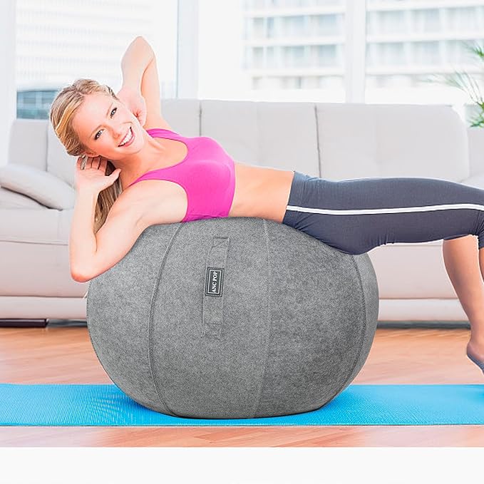 Yoga Ball Exercise Ball, Anti Slip Stability Ball Chair, 25” Heavy Duty Large Gym Ball for Fitness, Balance and Core Workout with Cover, Easy Clean