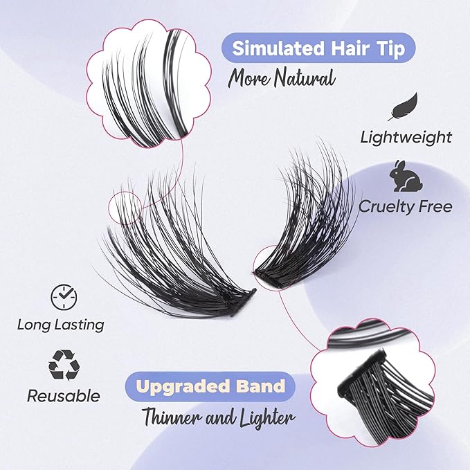 Fluff Lash Clusters 60D+80D Thick Eyelash Clusters D Curly Wispy Individual Lashes 10-18mm Cluster Eyelash Extensions 280pcs False Eyelashes DIY Flat Lash Extension by TOOCHUNAG