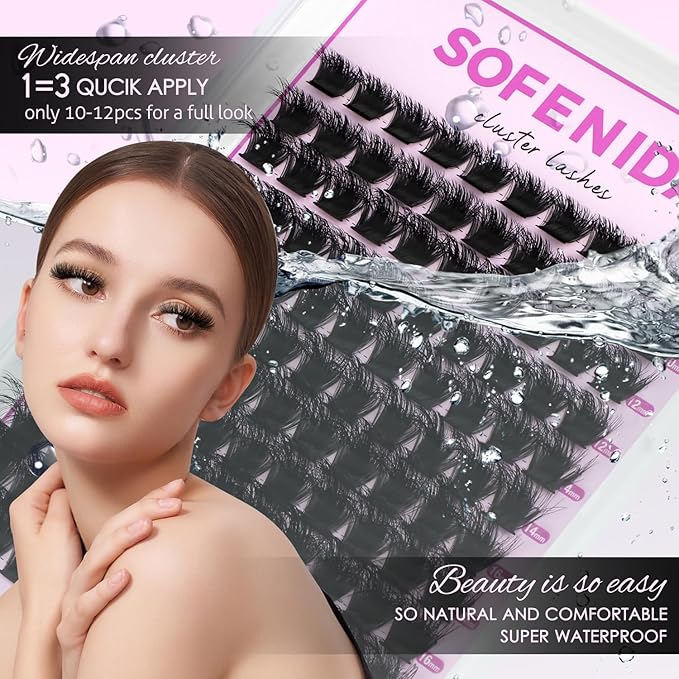 Lash Clusters Kit Thick 200D Lash Extension Kit 10-18mm Volume Cluster Lashes D Curvature Cluster Eyelash Extensions DIY Lash Extension kit at Home(200D-10-18MIX Thick Kit)