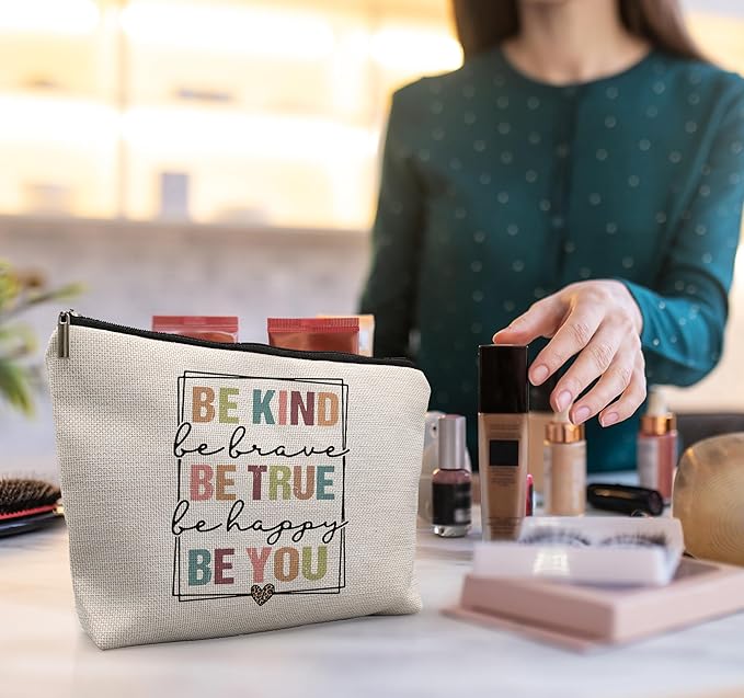 uinwk Be Kind Makeup Bags,Motivational Makeup Bag Cosmetic Bag,Kindness Gifts,Inspirational Gifts For Women Girls Friends Daughter Coworker