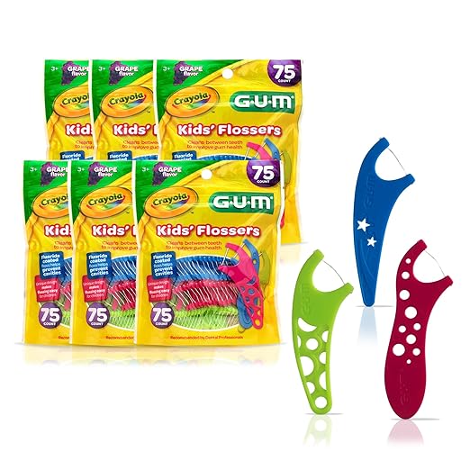 GUM Crayola Kids Flossers with Fluoride - Designed for Little Hands - Fun Grape Flavor - Easy to Use Kids Floss Picks for Children Ages 3+, 75 Count (Pack of 72)