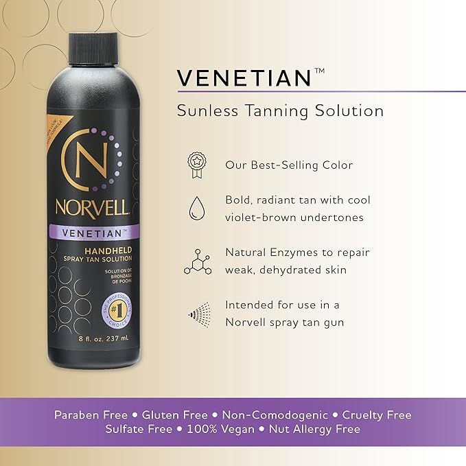Norvell Premium Professional Sunless Tanning Spray Tan Solution - Venetian, 8 fl.oz.