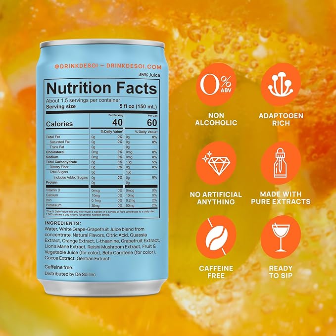 De Soi Soiree Set (Tres Rose + Spritz Italiano) Mocktails NA Drinks 8 fl oz (12-pack) - Adaptogen Drink, Sparkling Drink with Calming Botanicals, Mocktail Drinks, Gluten Free, No Artificial Flavors