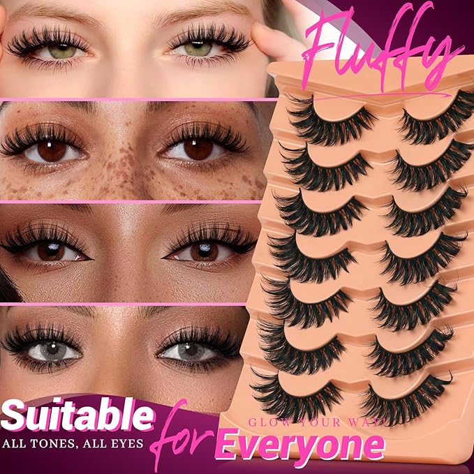 Veleasha Lashes Dramatic Lashes Fluffy Faux Mink D Curl Eyelashes V Shape Volume 10-18MM 3D Effect Eyelash Thick False Eyelashes （833）