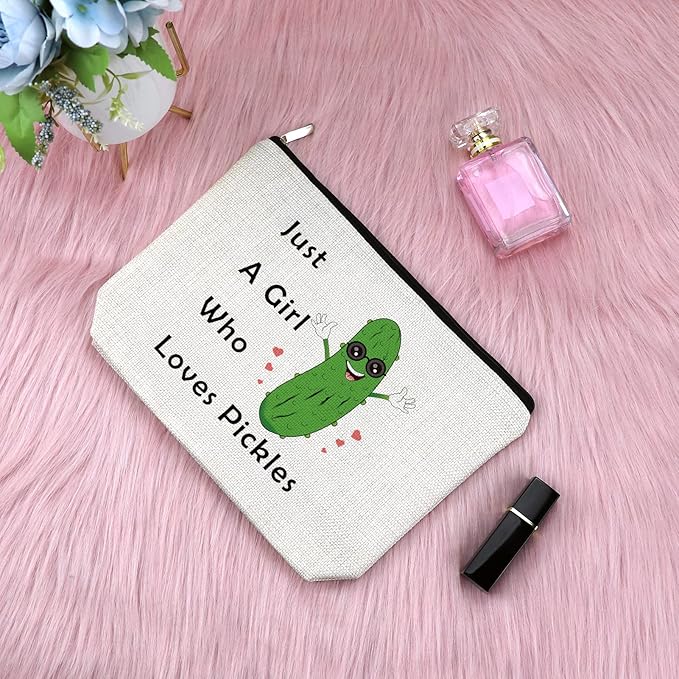 Sfodiary Pickle Gifts Pickle Lover Gifts for Women Makeup Bag Vegetables Lover Presents Cosmetic Bag Friendship Birthday Christmas for Best Friend Daughter Mom Sister Zipper Travel Pouch