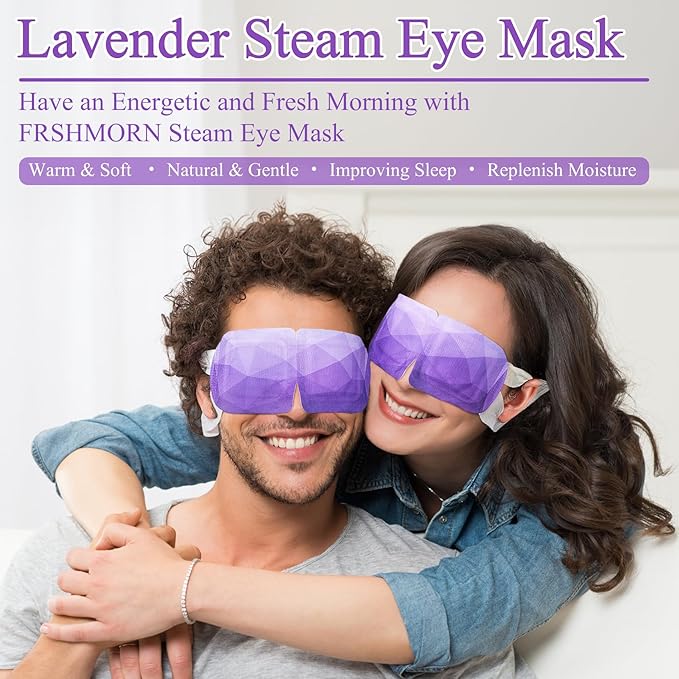 FRSHMORN 32 Packs Steam Eye Mask, Heated Eye Mask for Sleeping, Warm Compress for Eyes, Self Heating Disposal Steam Mask for Home Sleep, Office, Spa, Travel Essentials Stocking Stuffers (Lavender)