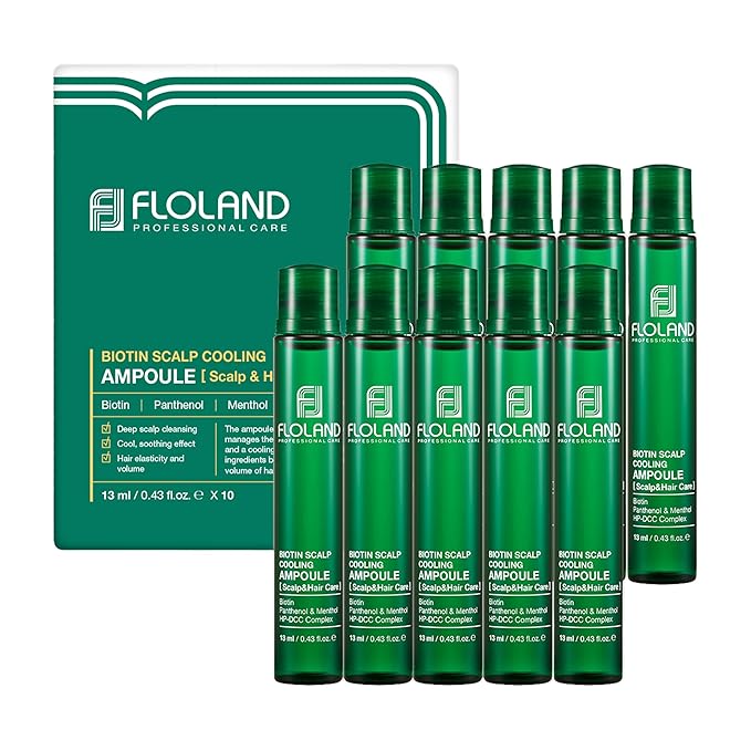 Korean Biotin Scalp Cooling Ampoule Serum (0.43 fl oz × 10) – Korean Hair Care Serum for Oily, Lightweight, Fast-Absorbing Texture Dry Treatment, Frizz Ease, Control Hair Repair, Perfume, Anti Frizz