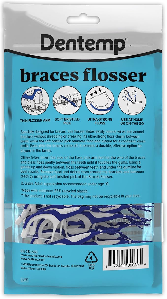 OrVance Braces Flosser - Designed for Braces for an Easy & Effective Clean, Ultra Strong Floss - 40 Count (Pack of 1) - (Packaging May Vary)