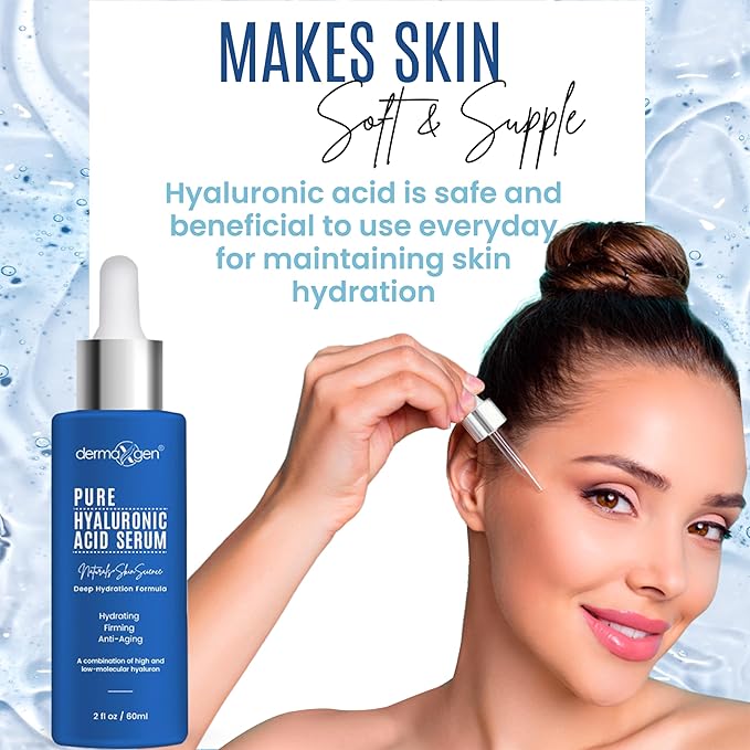 Dermaxgen Hyaluronic Acid Serum for Face & Eyes for Anti-Aging, Moisturizing, Antioxidant & Wrinkle Treatment. Best Hydrating Pure Facial Serum for Fine Lines Suitable for All Skin Type. (2 FL OZ)