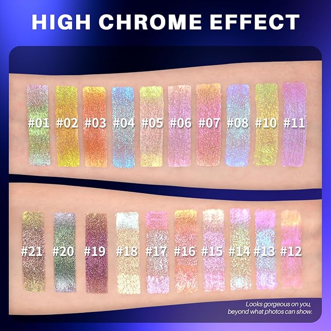 CHARMACY Liquid Duochrome Eyeshadow, Metallic Eye Looks, Long Lasting Glitter Eye Shadow Sets Metallic Pigments, Quick Drying, Sparkling Shiny Eye Makeup for Beginners, 1.6g (#04)