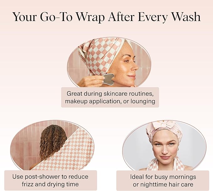 Kitsch XL Microfiber Hair Towel Wrap for Women - Microfiber Towel, Super Absorbent, Quick Dry, Anti-Frizz - for Long & Short Hairs, Turbans for Women