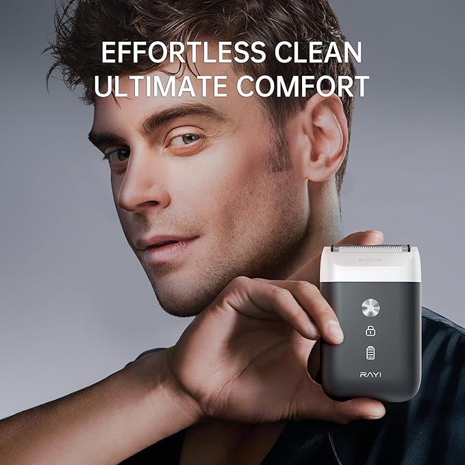 Portable Electric Razor for Men with 8,000 RPM Dual Floating Blade, 1H Charge for 60 Days, Type-C, IPX7 & Anti Pinch, Design for Daily/Travel Use, Electric Foil Shavers for Face, Black