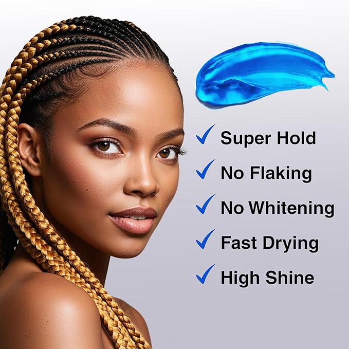 BELLATIQUE KOOL Braiding Gel Maximum Hold for LOC & Twist - No Flaking, No Whitening, Fast Drying, High Shine, Cool & Refreshing, Long Lasting Hold (5 oz)