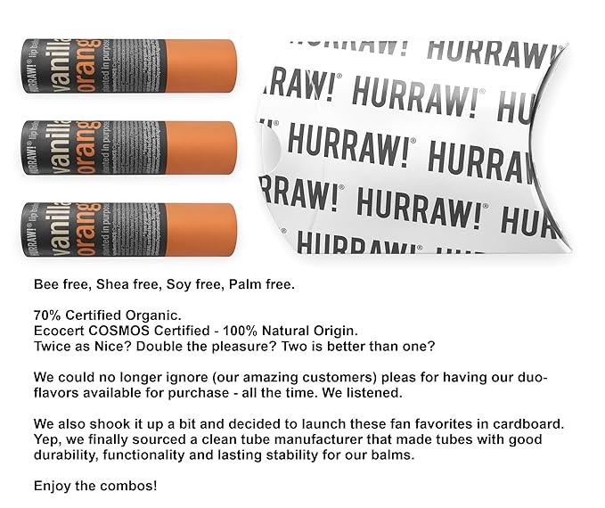 Hurraw! Vanilla & Orange Lip Balm,