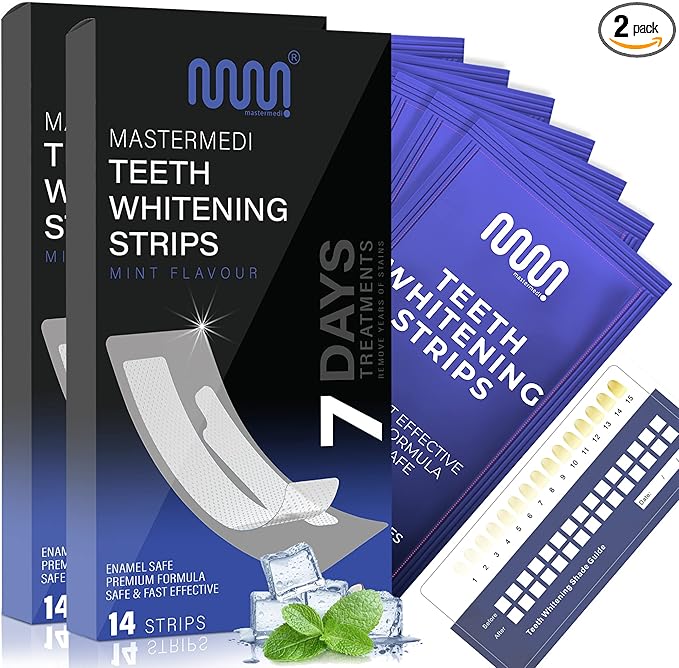 MasterMedi Teeth Whitening Strips, Non-Sensitive White Strip for Teeth Whitening, 14 Treatments