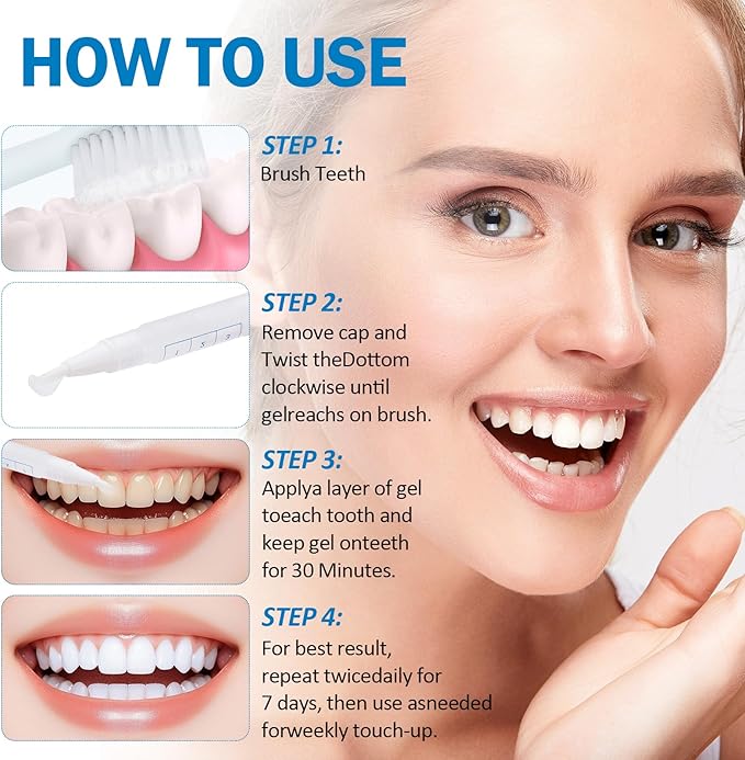 Teeth Whitening Pen - Professionally Stain Removal Teeth Whitening Gel Formula, No Sensitivity Effective Teeth Whitener, Mint (0.11 Fl Oz (Pack of 4))