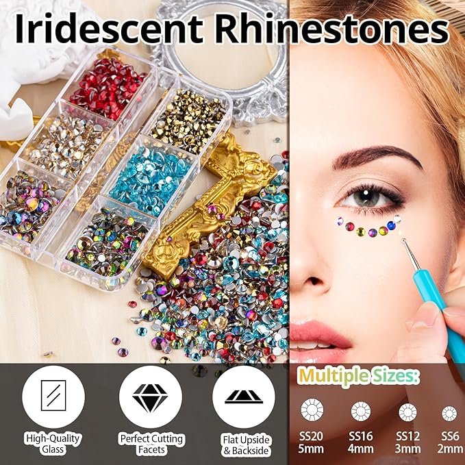 Colorful Face Gems for Makeup Set, Flatback Gorgeous
