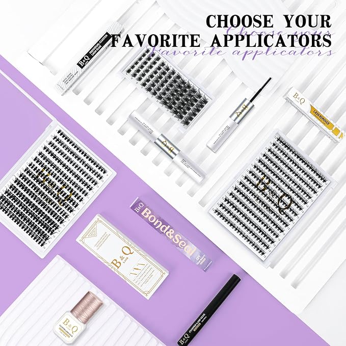 B&Q Lash Bond and Seal: Waterproof Latex-Free Lash Glue & Adhesive with Precision Brush, Clear Quick Dry Formula for Sensitive Eyes, Strong Long Lasting Hold for DIY Fluffy Cluster Lashes Extensions