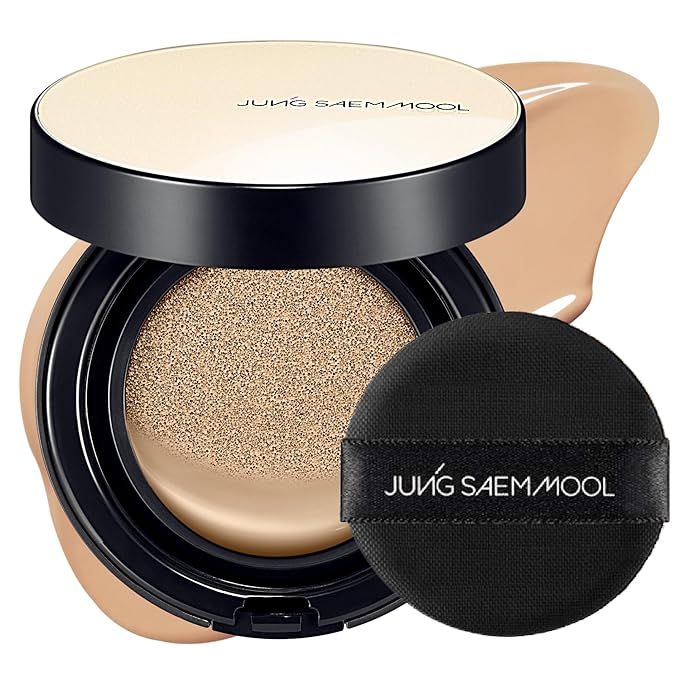JUNG SAEM MOOL Essential Skin Nuder Cushion | Natural Finish, Buildable Coverage Cushion Foundation by Korean Makeup Artist (Refill Not Included, 0.49 Fl Oz), 23N Honey