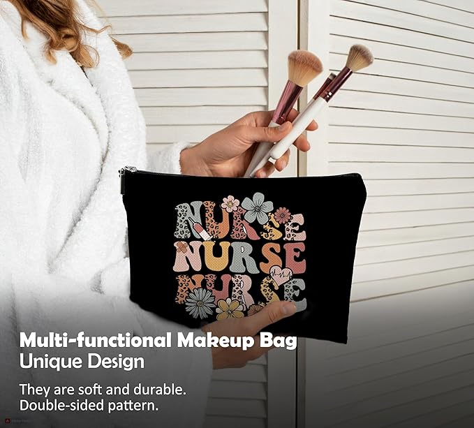 QGFM Nurse Makeup Bags - Cosmetic Bags With Zipper for Women & Student Nurses