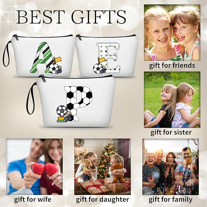ARIOSEY Soccer Gifts Personalized Soccer Ball Cosmetic Bag for Purse Birthday Inspirational Gifts for Girls Women Team Coach Mom Stuff Travel Organizer-P